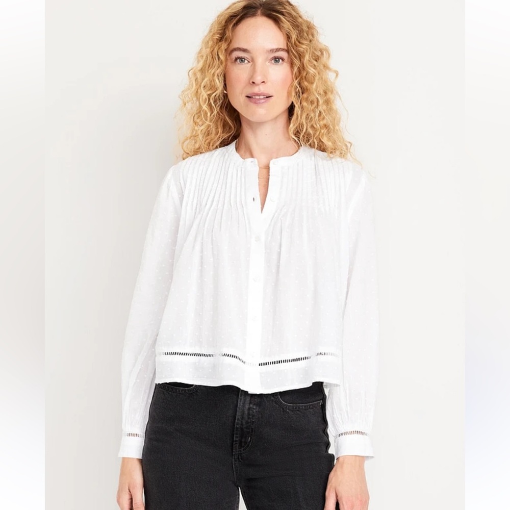 OLD NAVY Swiss Dot Pintuck Blouse